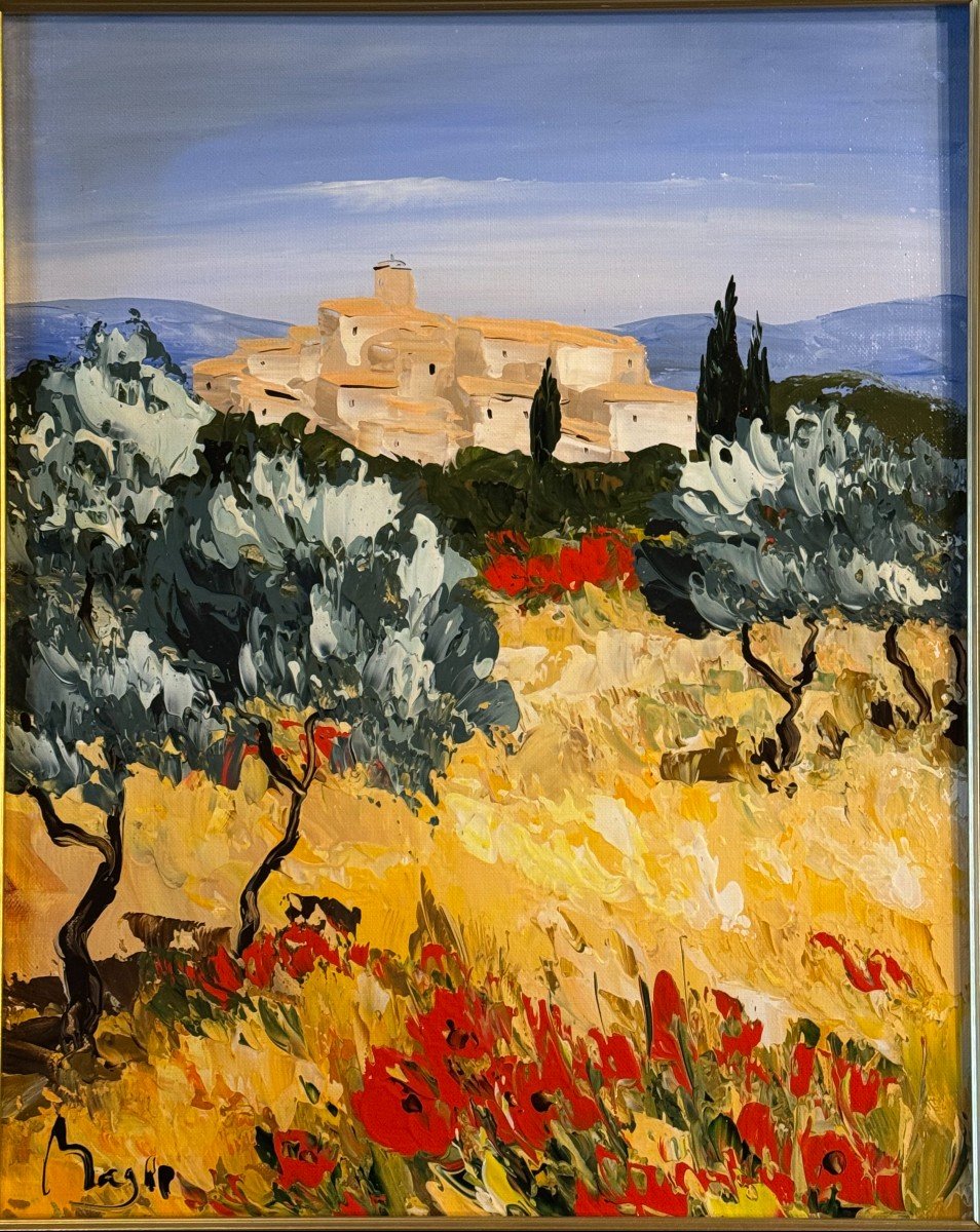 Tableau De Louis MAGRE  Né  En 1955. Paysage De Provence