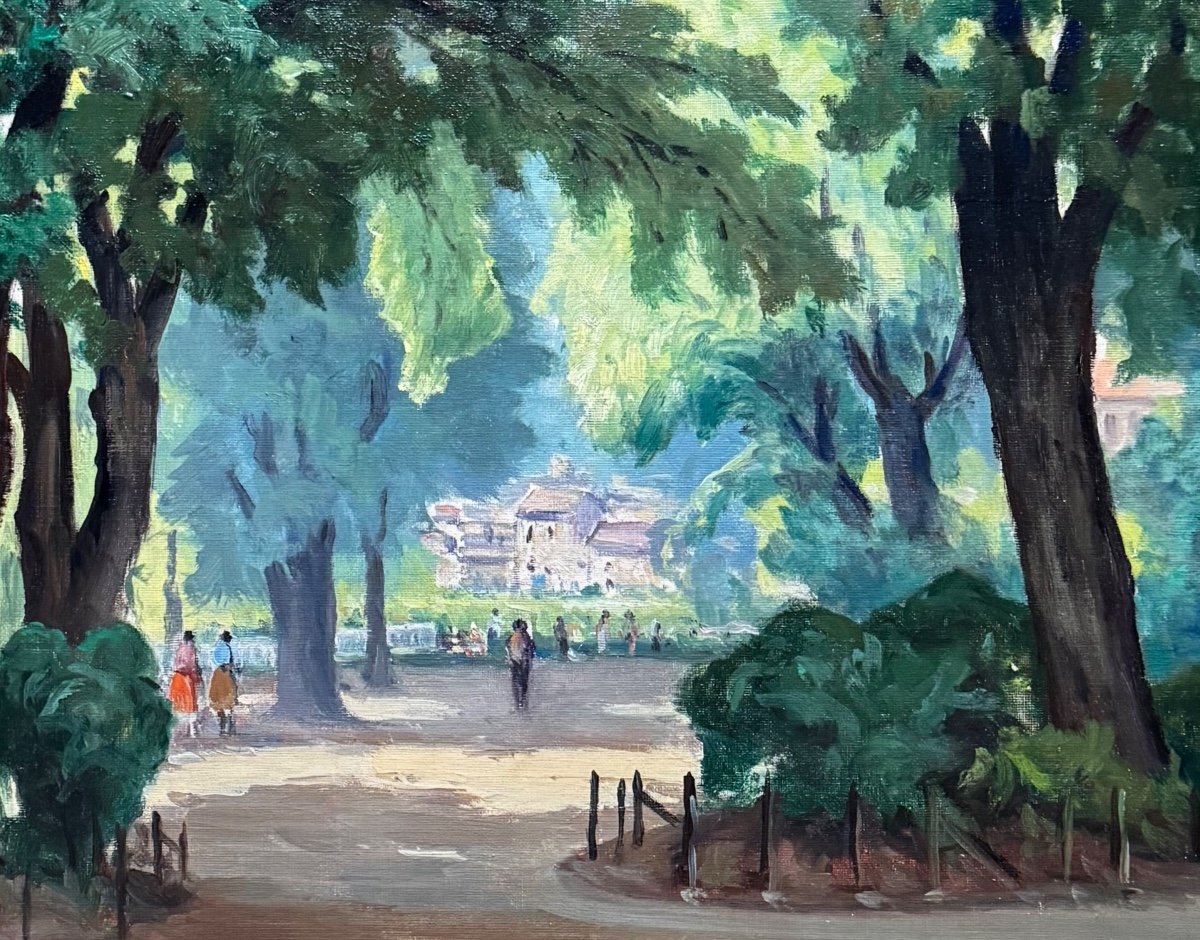 Tableau de Florent Chadé (1896-1985) Jardin De Ville de Grenoble 1960-photo-2