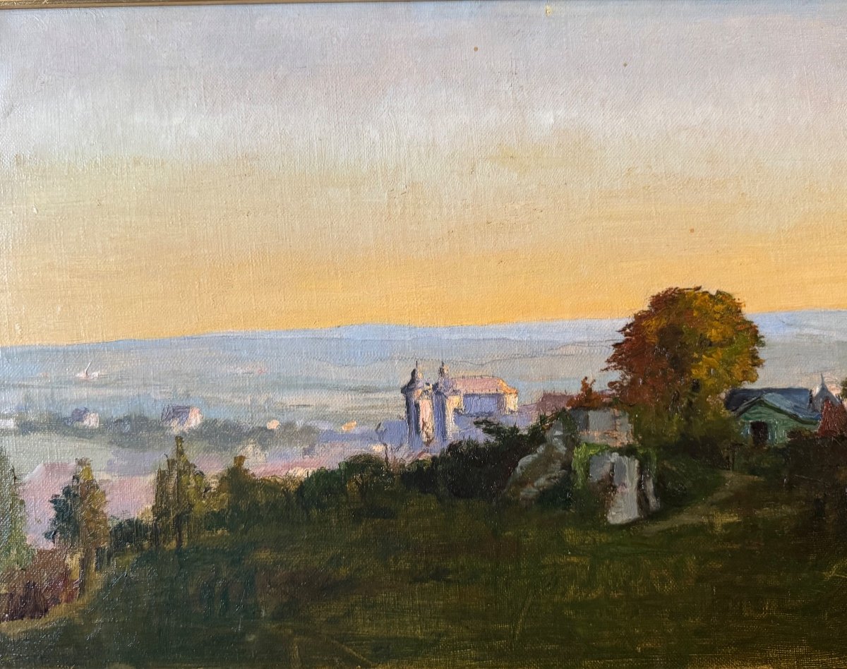 Tableau école Anglaise Du XIXeme Siècle * Vue D’une Vallée Au Château *-photo-2