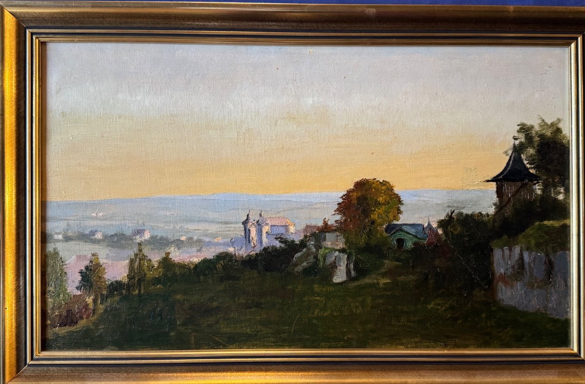 Tableau école Anglaise Du XIXeme Siècle * Vue D’une Vallée Au Château *-photo-4