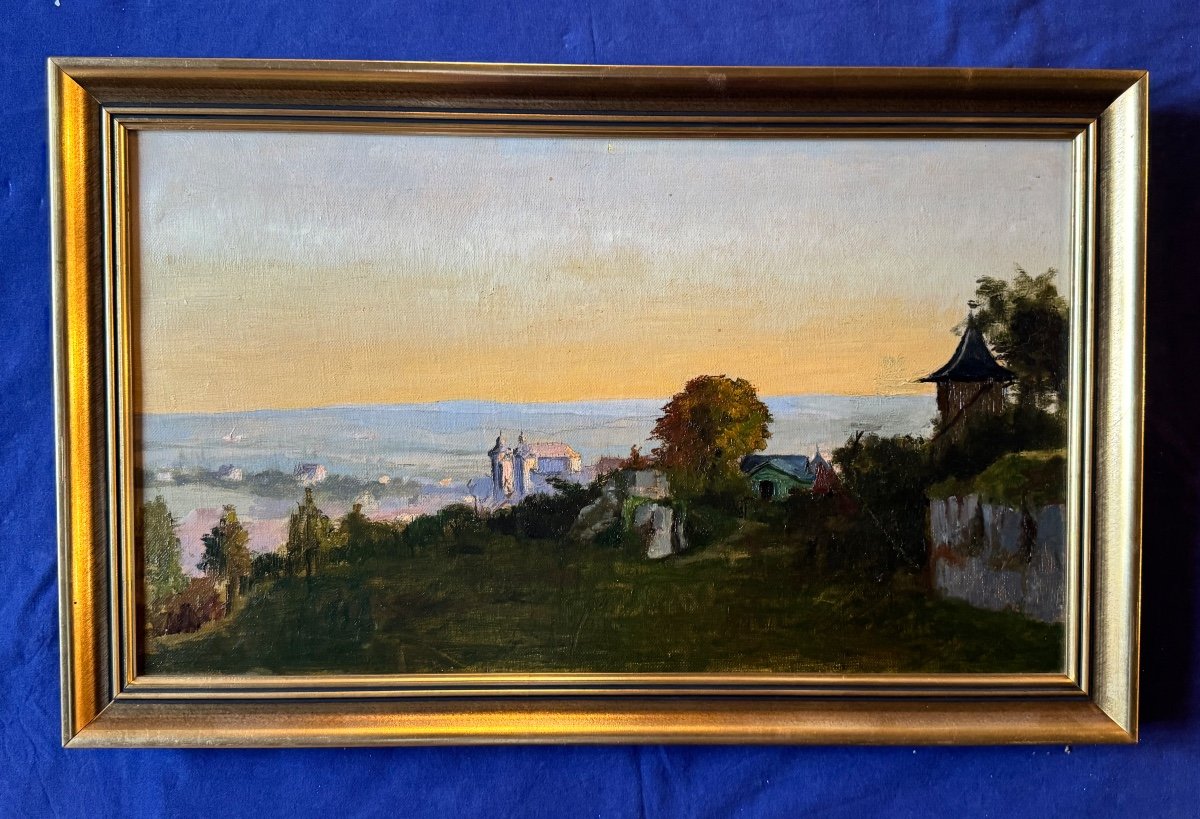 Tableau école Anglaise Du XIXeme Siècle * Vue D’une Vallée Au Château *-photo-2