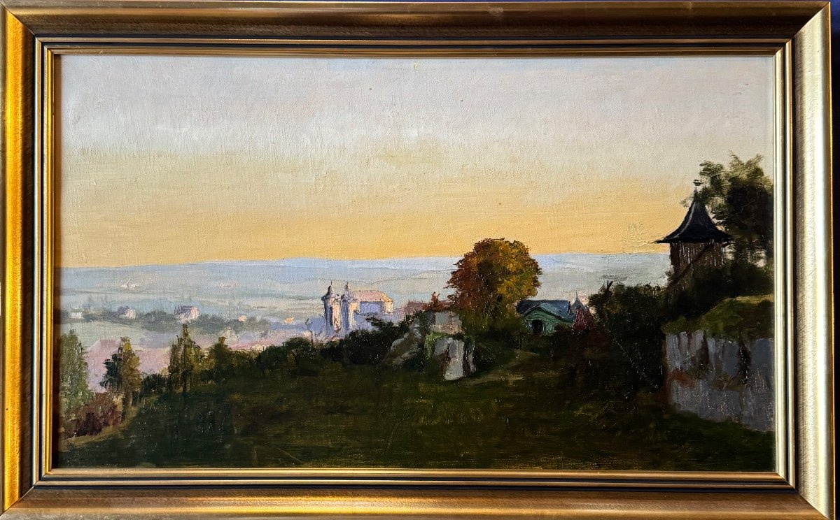 Tableau école Anglaise Du XIXeme Siècle * Vue D’une Vallée Au Château *