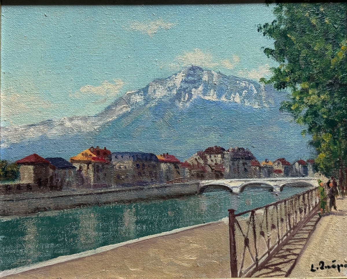 Painting By Lucien Quenard (1902-1995) Quai Perriére Grenoble -photo-2