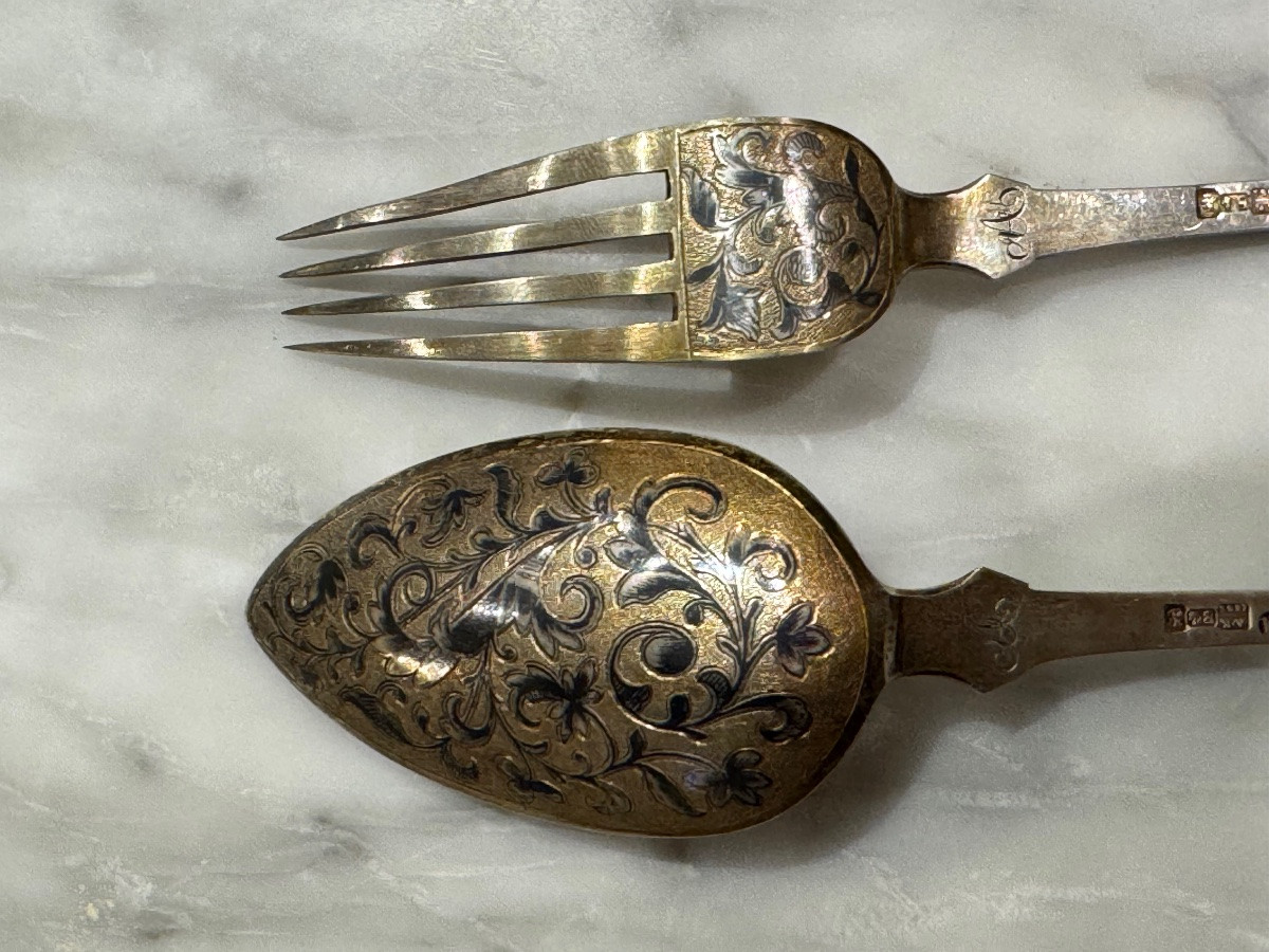 Niello Silver-gilt Travel Cutlery Russia 1845-photo-1