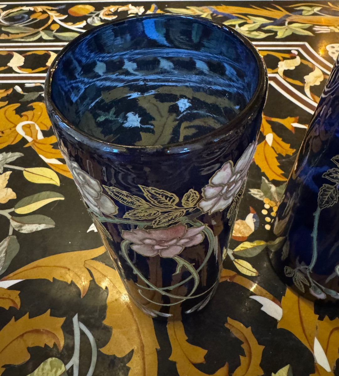 Pair Of Enamelled Vases By François Théodore Legrand Circa 1900-photo-3