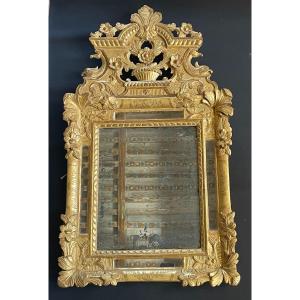 Regency Period Mirror In Carved And Gilded Wood With Gold Leaf