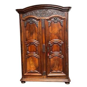 Exceptional Bordeaux Wardrobe From Chateau Louis XIV In Solid Walnut