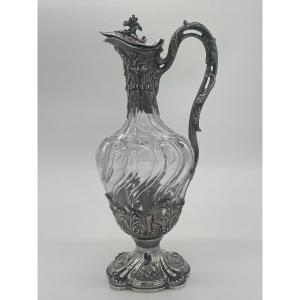  Ewer In Baccarat Cut Crystal And Silver Minerva 1st Title, By Edmond Tétard 