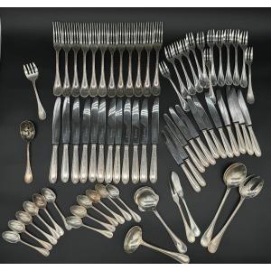 Christofle Cutlery Set Pearl Model 68 Pieces Silver Metal