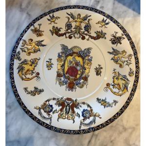 Large Gien Earthenware Dish With Renaissance Decor Circa 1875