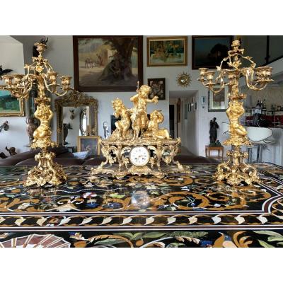 "important Gilt Bronze Fireplace Trim From Napoleon III Period"