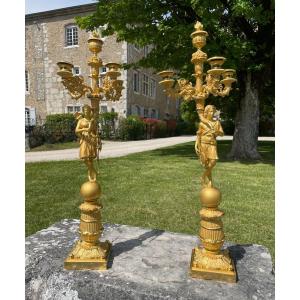 Attributed To Pierre-philippe Thomire (1851 - 1843). Important Pair Of Candelabras In Bronze