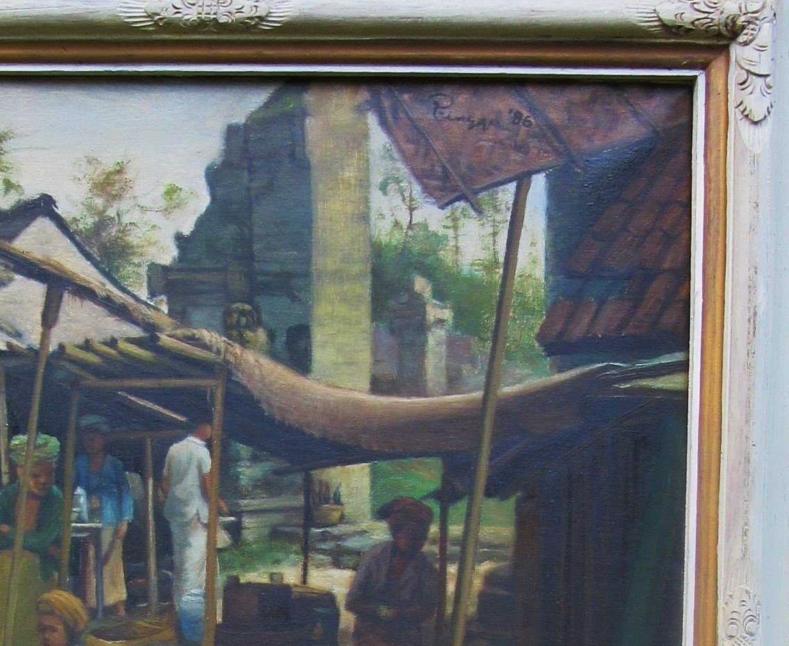 Oil Painting On Canvas "market Scene"-photo-3