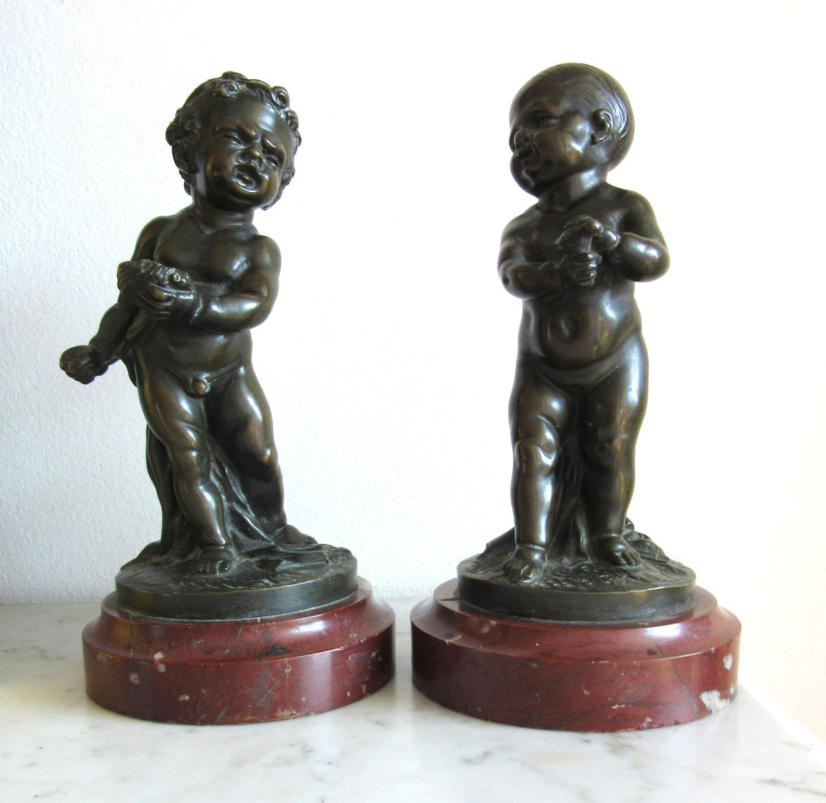 Pair Of Bronze Cupids Signed Pigalle 1793-photo-7