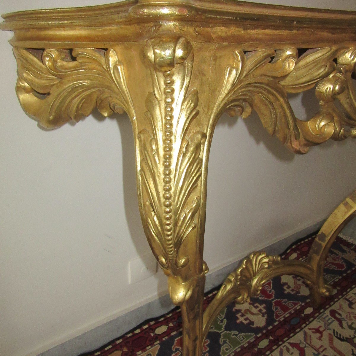 Louis XV Style Golden Wood Console-photo-2