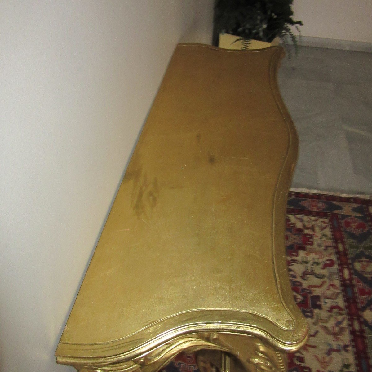 Louis XV Style Golden Wood Console-photo-3