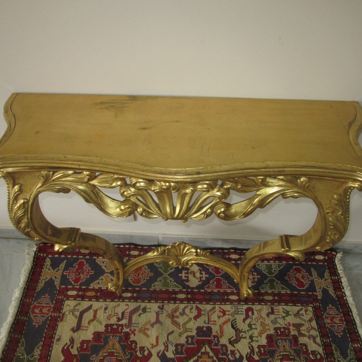 Louis XV Style Golden Wood Console-photo-4