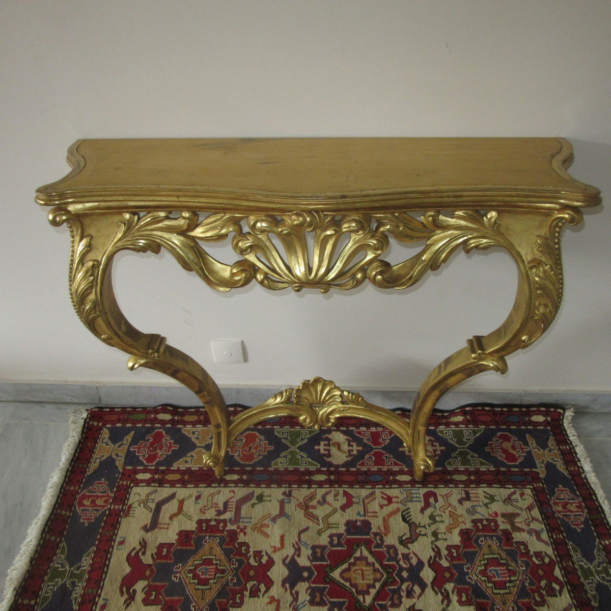 Louis XV Style Golden Wood Console-photo-1