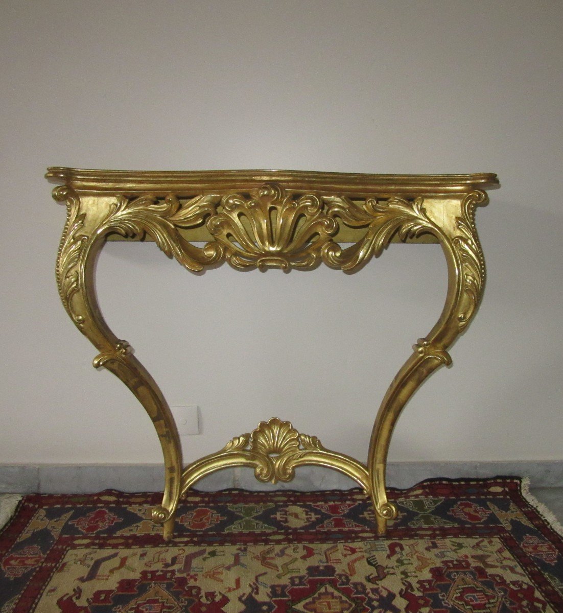 Louis XV Style Golden Wood Console