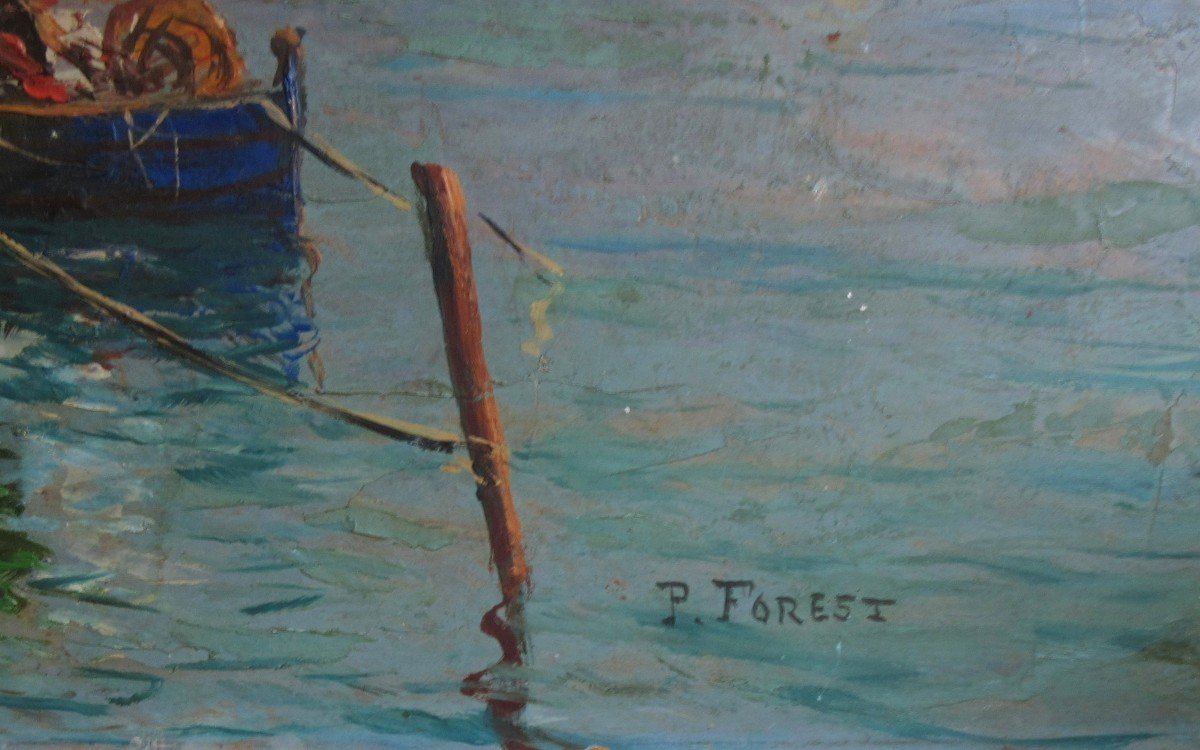 "Marine" Huile Sur Panneau Sig. P.forest -photo-3