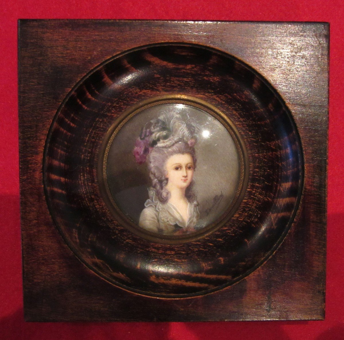 Painted Miniature "portrait Of An Elegant Woman" Signed Douillard Ep.19th