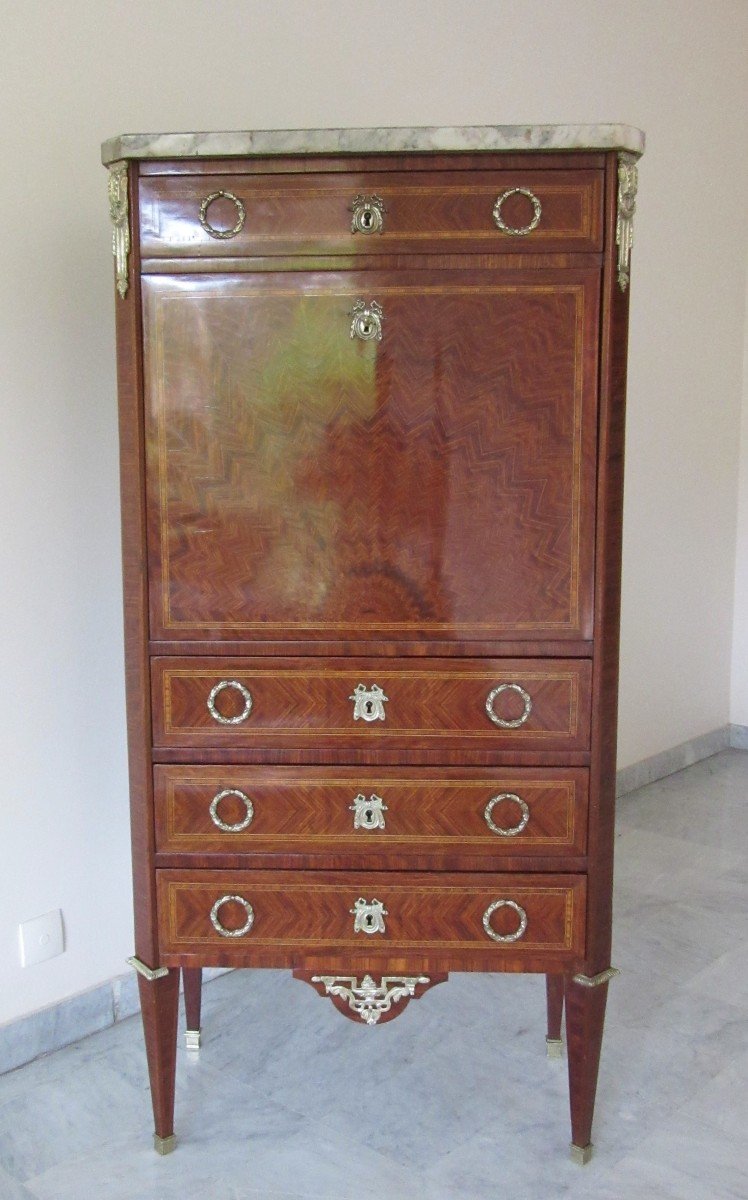 Louis XVI Style Marquetry Secretary-photo-5