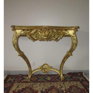 Louis XV Style Golden Wood Console