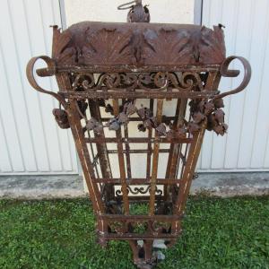 Series Of Four Large Wrought Iron Lanterns With Their Arms, 19th Century