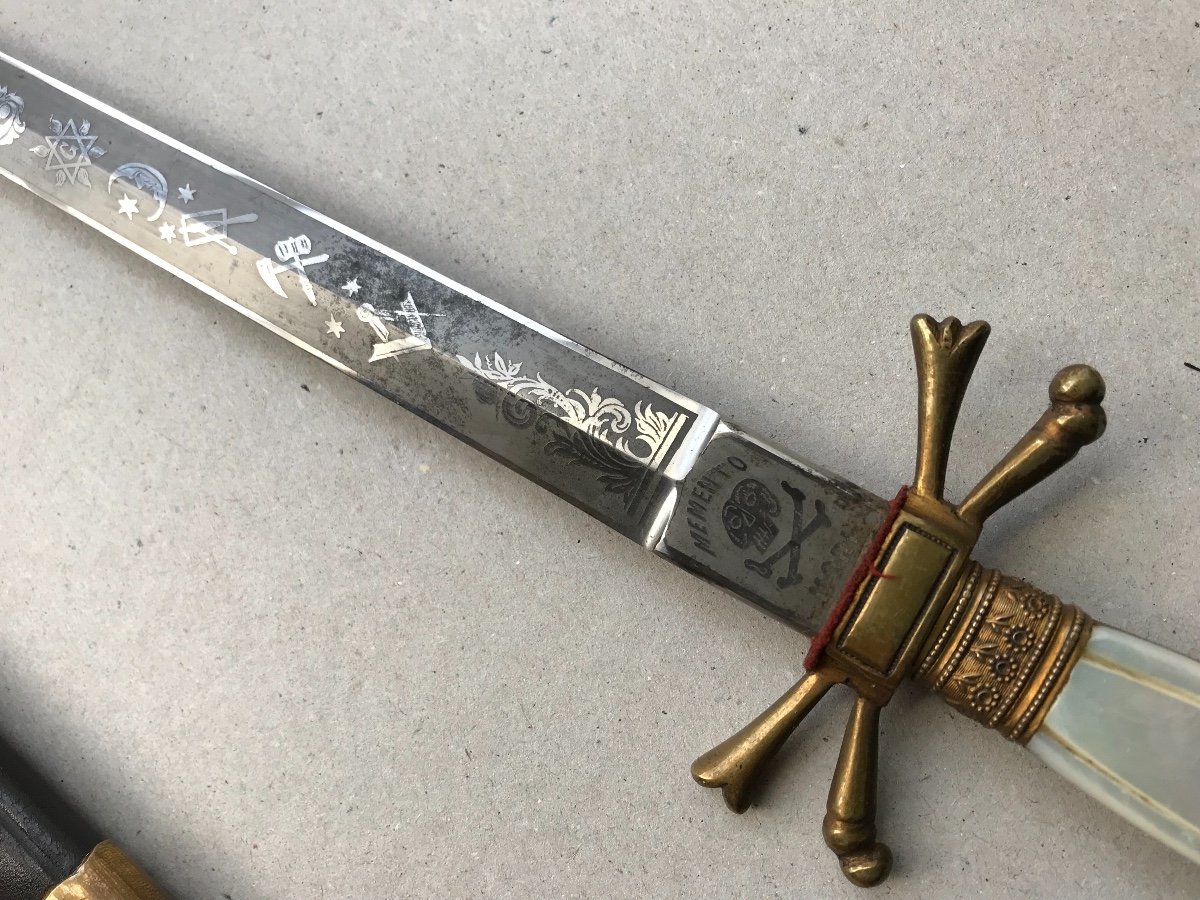 Masonic Dagger With Mother Of Pearl Handle-photo-3