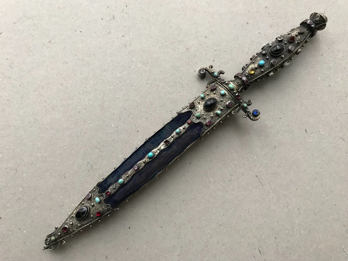 Silver Dagger With Semi Precious Stones-photo-2