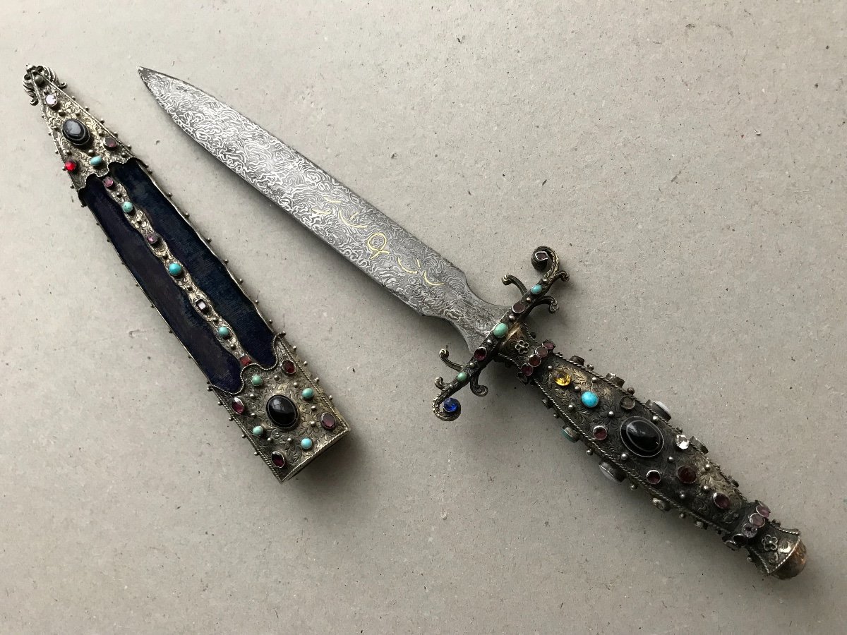 Silver Dagger With Semi Precious Stones-photo-1