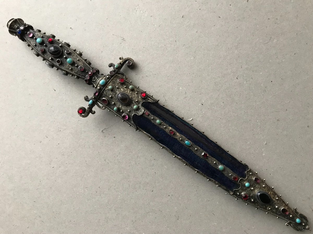 Silver Dagger With Semi Precious Stones