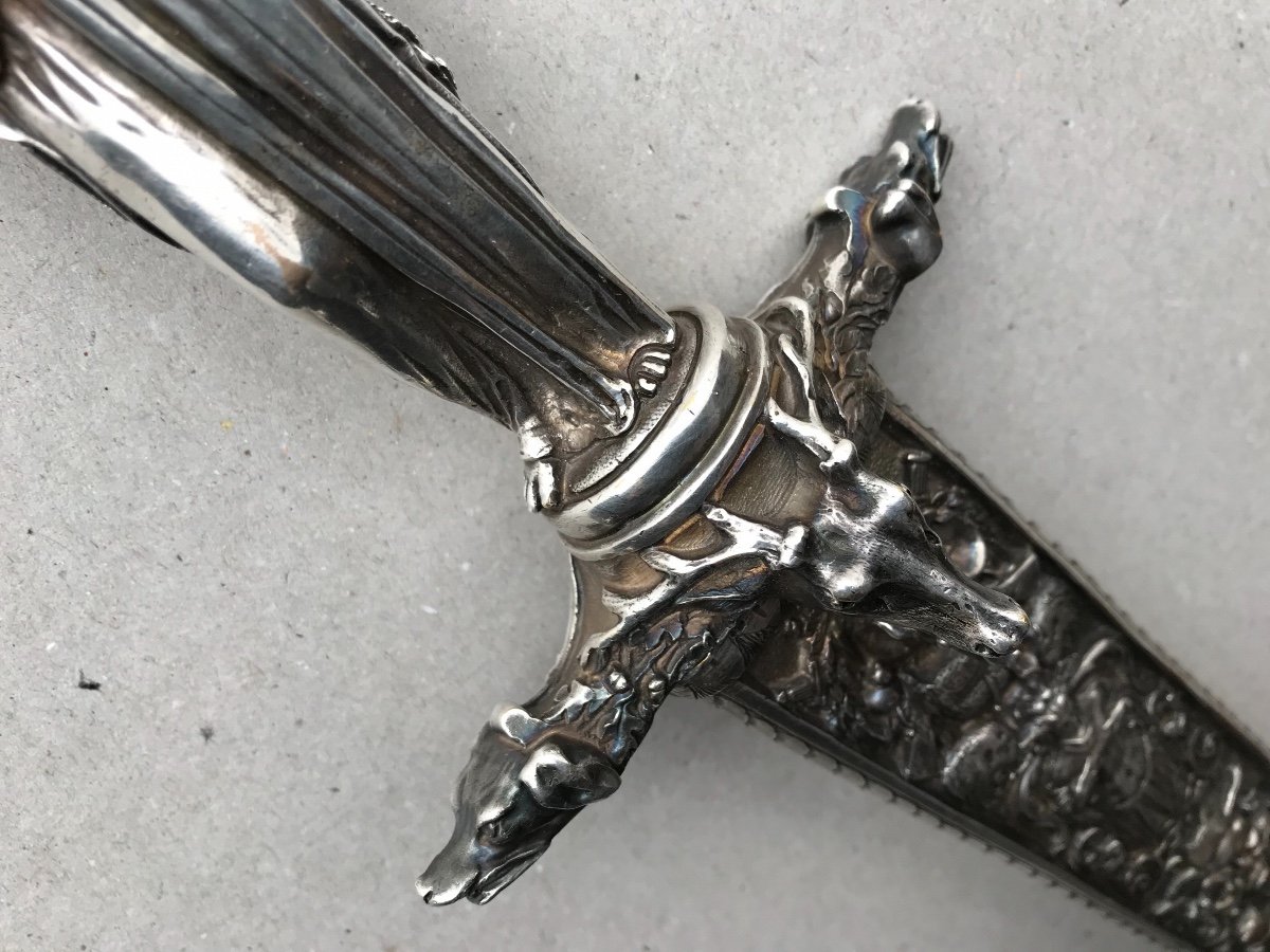 Large Romantic Dagger In Silver Bronze-photo-4