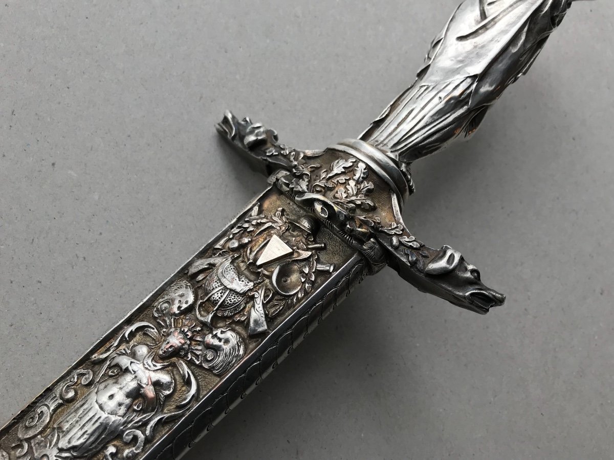 Large Romantic Dagger In Silver Bronze-photo-2