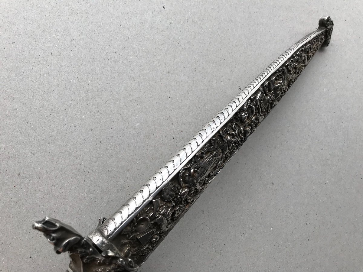 Large Romantic Dagger In Silver Bronze-photo-7