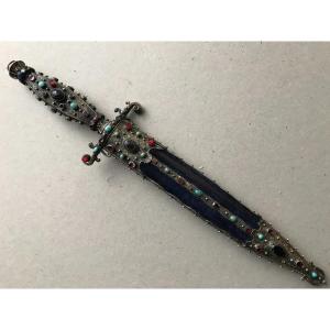 Silver Dagger With Semi Precious Stones