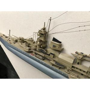 Demi Maquette Artisanale En Bois Massif De Bateau De Guerre Allemand