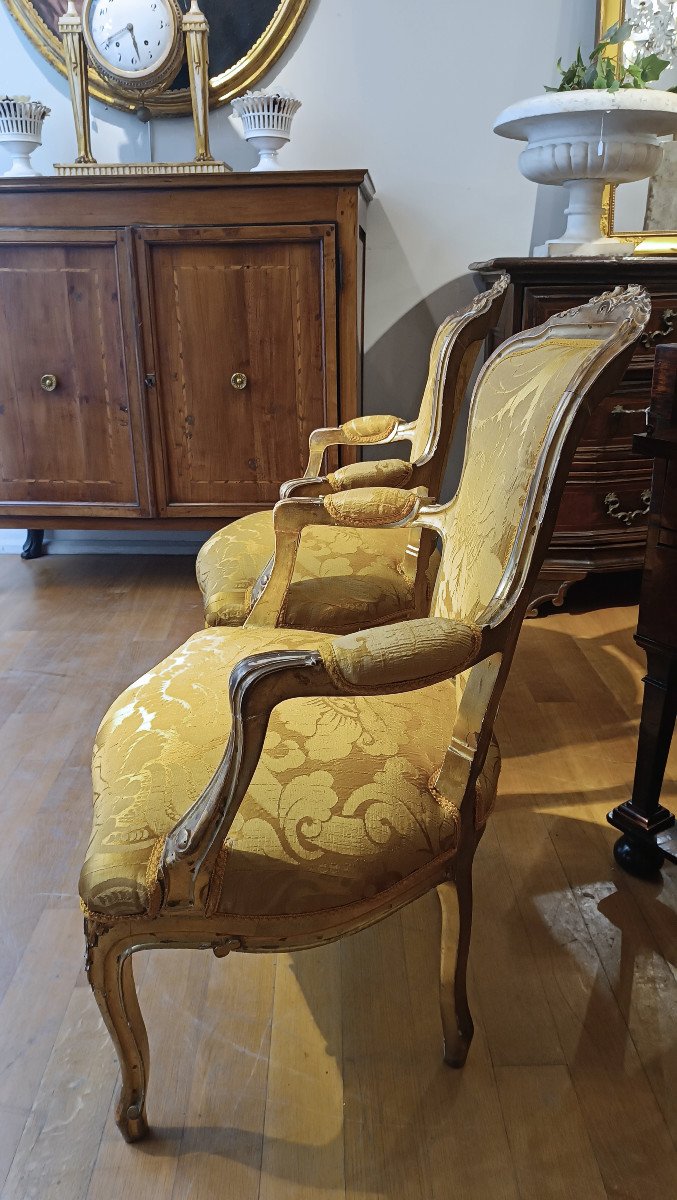 18th Century Taste's Pair Of Golden Armchairs-photo-2