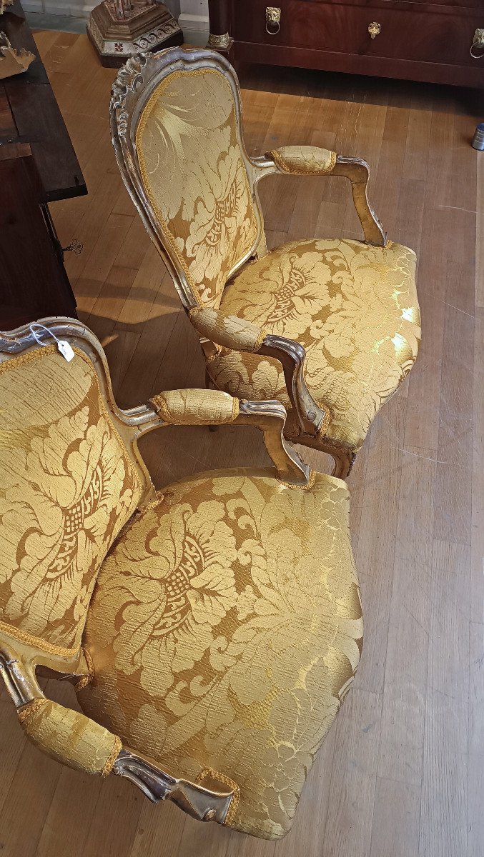 18th Century Taste's Pair Of Golden Armchairs-photo-5