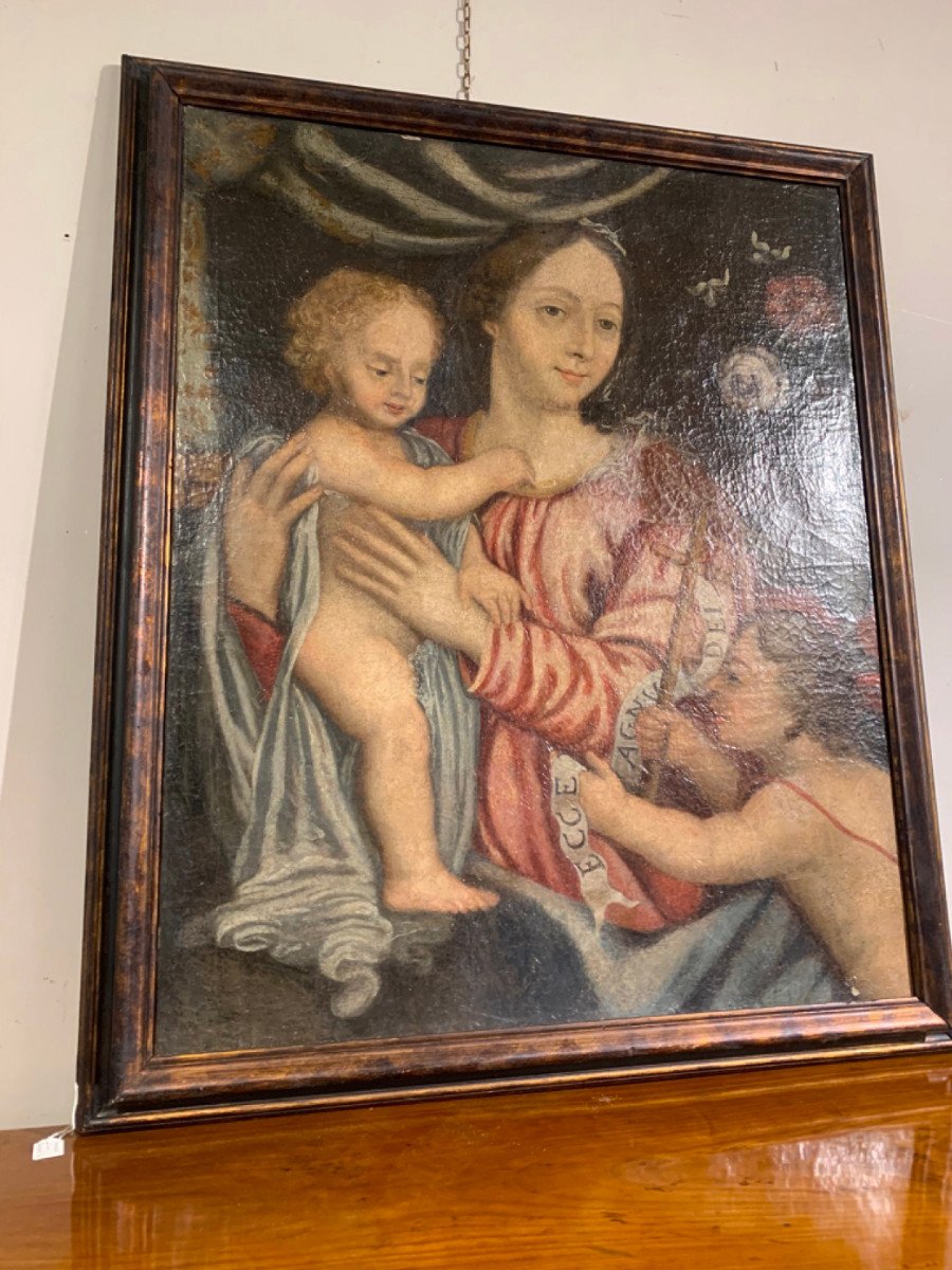 18th Century Painting Madonna With Child And Saint John -photo-3