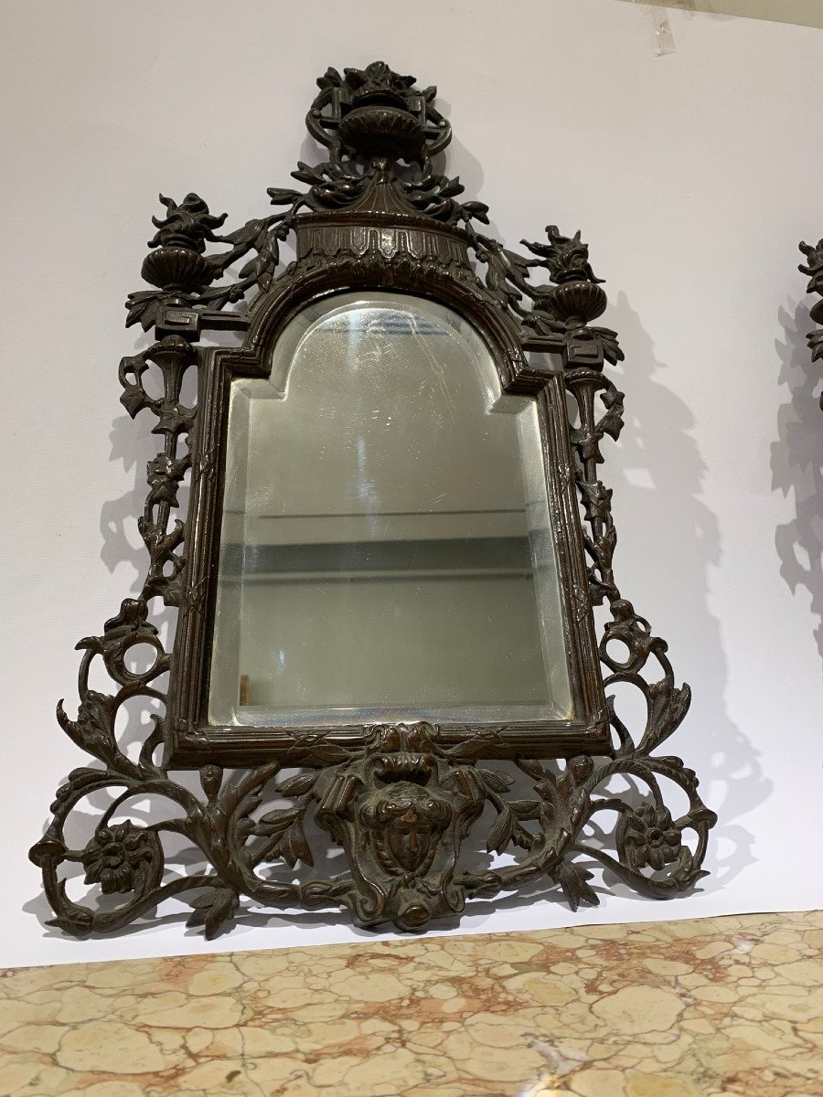 Pair Of 19th Century Bronze Mirrors-photo-1