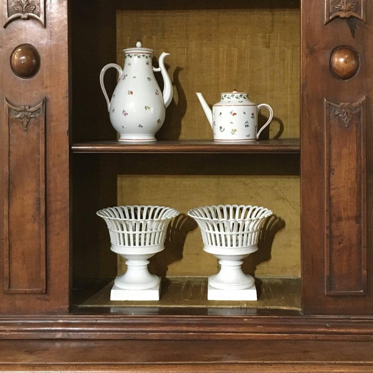 Pair Of 19th Century White Porcelain Fruit Bowls-photo-1