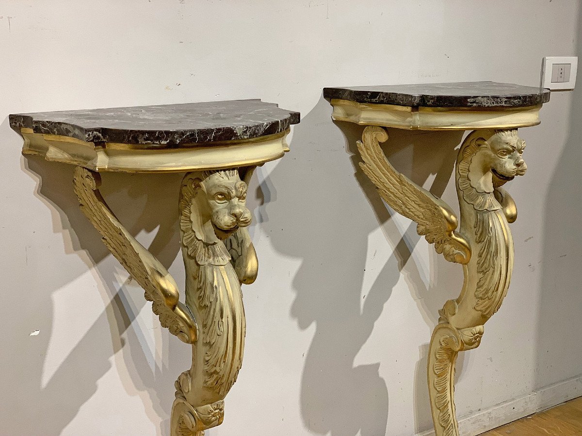 19th Century Pair Of Carved Consolles -photo-2