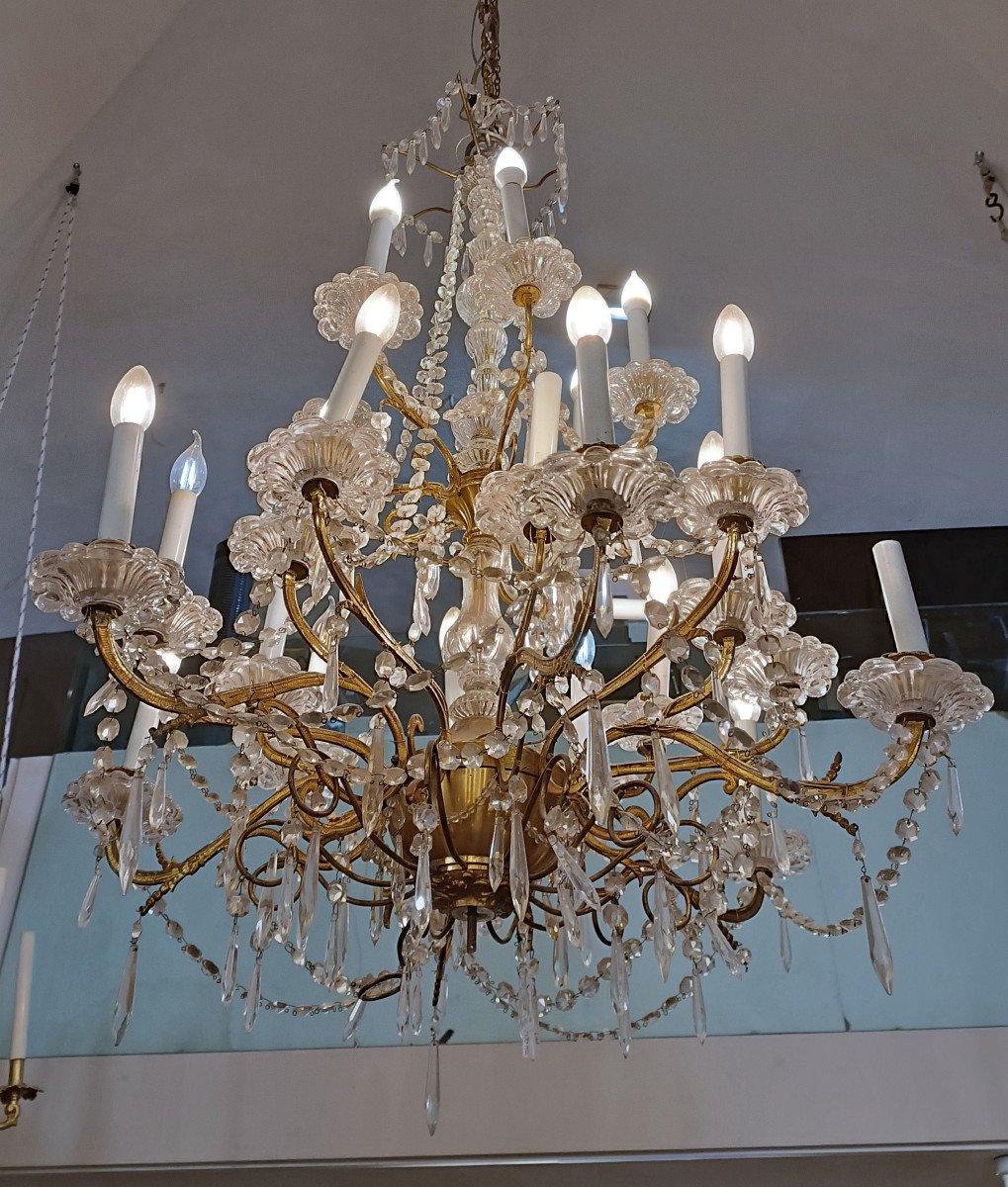 Mid 19th Century Bronze Chandelier With Crystals-photo-6