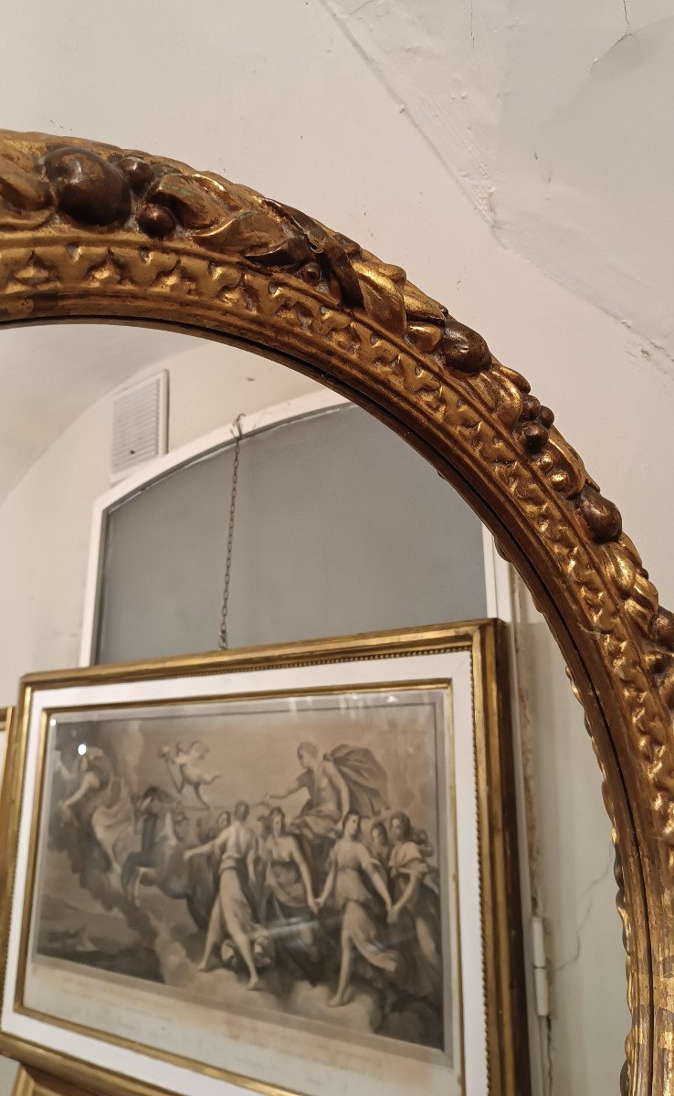 Second Half Of The 19th Century Round Mirror In Golden Wood -photo-4