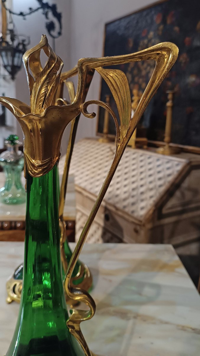 Late 19th-early 20th Century Pair Of Art Nouveau Bottles -photo-7