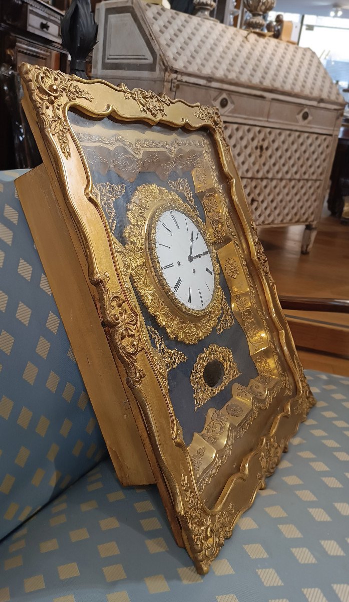Early 19th Century Golden Wall Clock With Music Box -photo-2