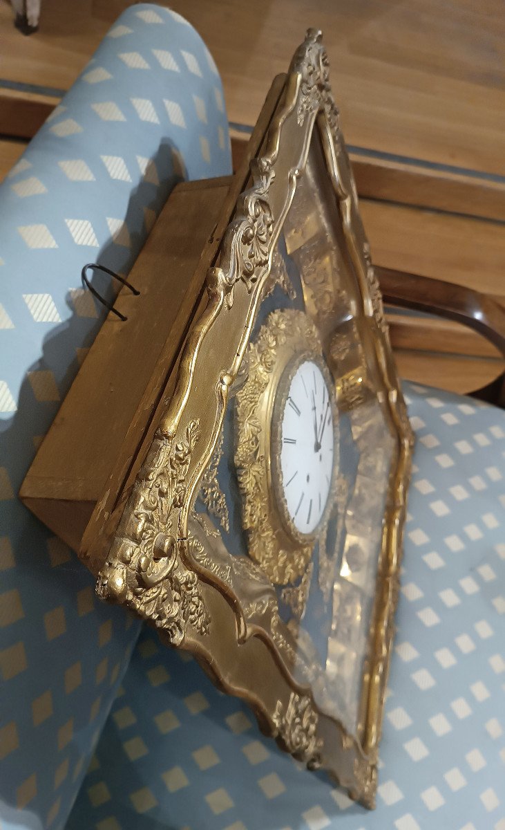Early 19th Century Golden Wall Clock With Music Box -photo-5