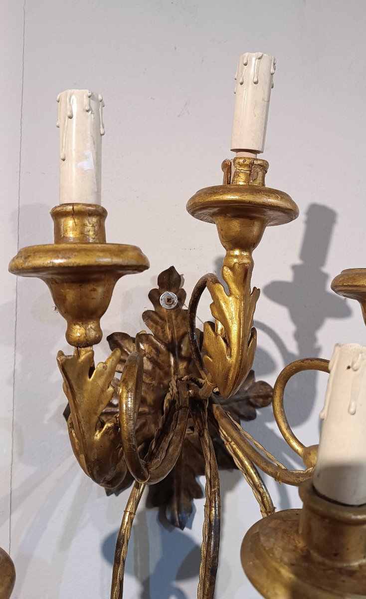 End Of The 18th Century Pair Of Wood And Golden Iron Appliques-photo-3