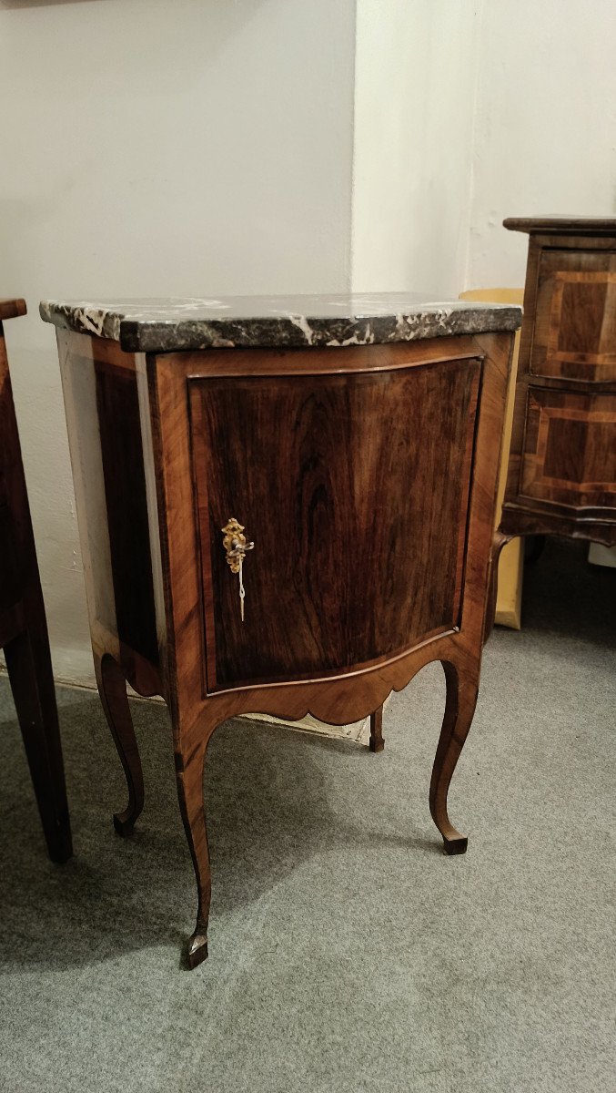 End Of The 18th Century Crossbow Bedside Table With Marble Top-photo-2